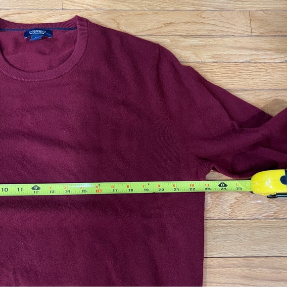 Lands End Sweater Mens Large Red 100% Cashmere Crewneck Pullover Soft Jumper - Picture 4 of 7